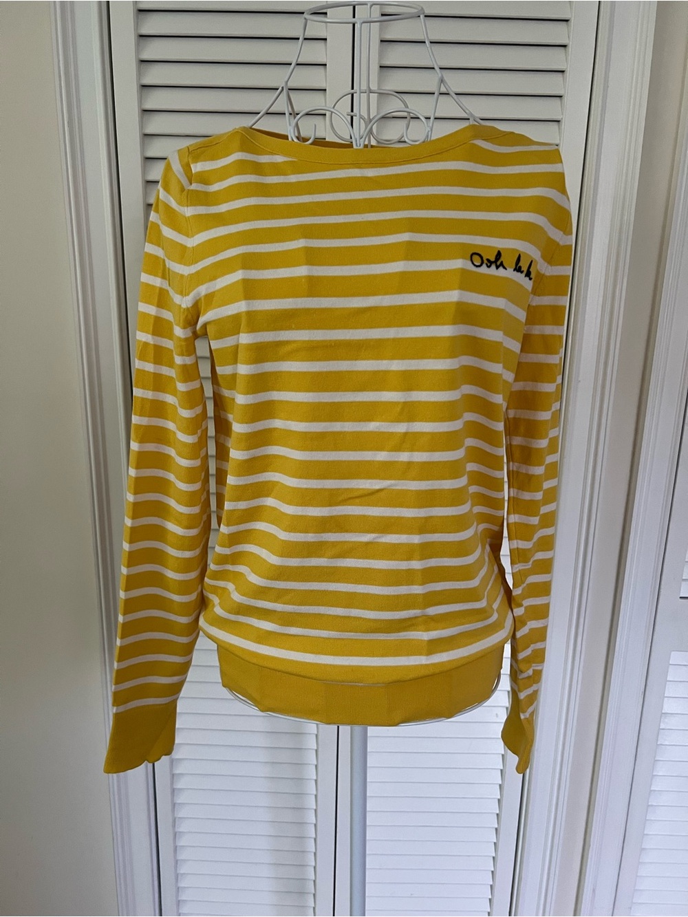 Ooh La La Banana Republic Yellow & White Striped Boat neck Sweater